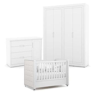 Imagem de Quarto De Bebe 4 Portas Tutto New Branco Acetinado Com Capitonê New Bo