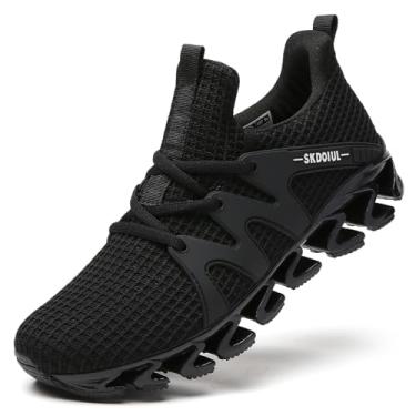 Imagem de SKDOIUL Tênis de corrida esportivo masculino de malha respirável para corredores de trilha, Preto 02, 42