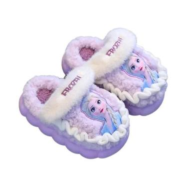 Imagem de Chinelos De Algodão Para Meninas, Rosa, Azul, Princesa Da Disney, Elsa