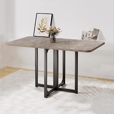 Imagem de Mesa de jantar dobrável, extensão de folha dobrável multiuso, cozinha que economiza espaço, mesa de sala de jantar com pés ajustáveis e dispositivo anti-capotamento, desdobra/dobra facilmente sem