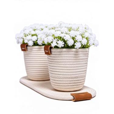 Imagem de Arranjo de Flores Artificiais com Vaso Estilo Boho Chic Mosquitinho Sempre Viva(Cotton)