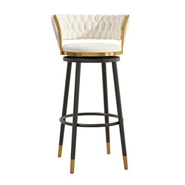 Imagem de Banquetas de bar, cadeiras de bistrô, bancos de bar, bancos de bar com altura de balcão, banco alto de cozinha de veludo com encosto de design tecido, banco de jantar moderno, cadeira