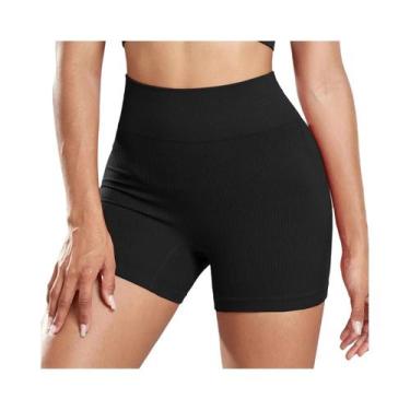 Imagem de Shorts De Yoga Femininos De Cintura Alta Sem Costura, Ajuste Slim, Elá