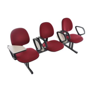 Imagem de Cadeira Executiva em longarina com 3 lugares Linha Office Vermelho