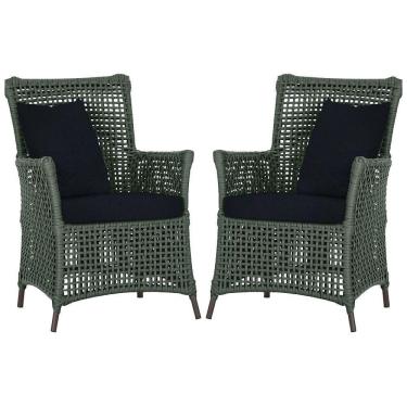 Imagem de Poltronas Igapó Alumínio Pintura Marrom Corda Náutica E12 Verde