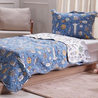 Imagem de Kit Colcha Casal Ultra Lisse Kids New Rolinho 210x230cm Space