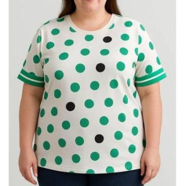 Imagem de Blusa Feminina R&C Estampa Bolas Verdes Plus Size-Feminino