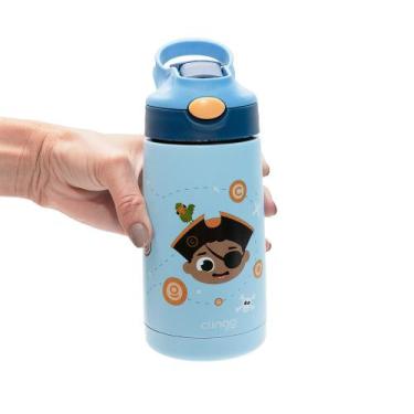 Imagem de Garrafa Térmica Infantil Pirata 350ml com Isolamento a Vácuo e Canudo 
