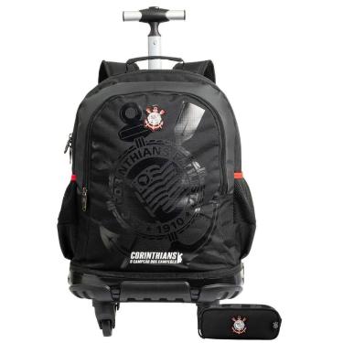 Imagem de Kit Corinthians Mochila De Rodas + Estojo Duplo
