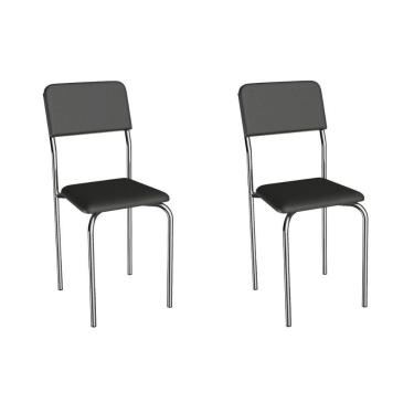 Imagem de Cadeira Sala De Jantar Ibiza 2c133cr Aço Kit 2 Un Cromado/ano Preto - Kappesberg