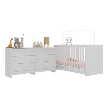 Imagem de Berço 3 Em 1 Para Colchão 130 X 60cm Com Cômoda Doce De Leite Multimóveis Branco