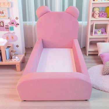 Imagem de Cama Infantil Montessoriana Soft Segura e Confortável com Colchão Incluso para Quarto - Rosa