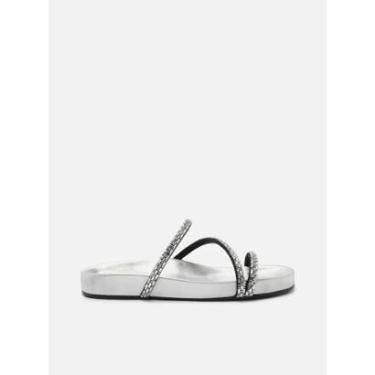 Imagem de Sandália Rasteira Arezzo Tira Diagonal Pedrarias Feminina-Feminino