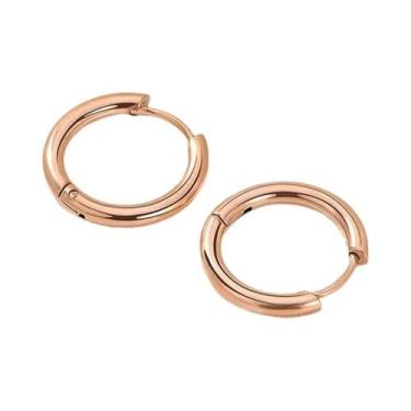 Imagem de Brincos De Argola Em Aço Inoxidável Preto, Dourado E Prateado, 5 Peças