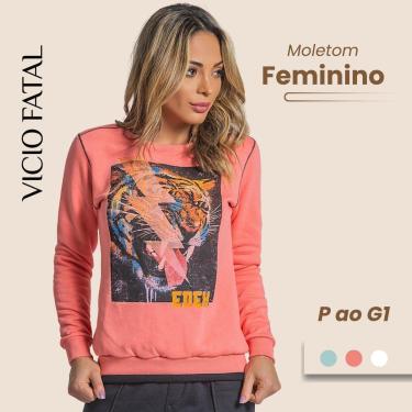 Imagem de Moletom Feminino Estampado Gola O Confortável Barras Caneladas-Feminino