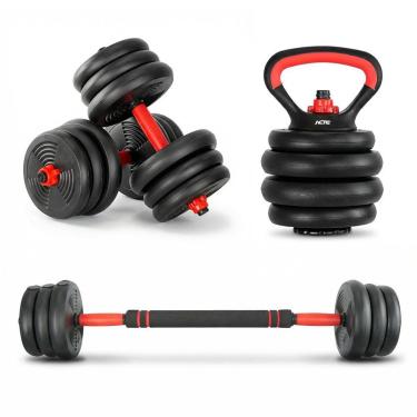Imagem de Kit Halteres Anilhas Ajustáveis Acte S200 Kettlebell Treino-Unissex