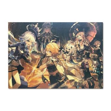 Imagem de Pôster Genshin Impact Vintage 51,5x36cm de arte de parede retrô - taiy