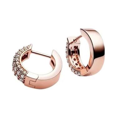 Imagem de Brincos De Argola Femininos Em Prata 925 Com Flor Azul E Pingente De C