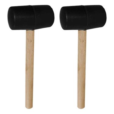 Imagem de Marreta Martelo Borracha Kit 2 Uni Cabo Madeira Piso Taco Ladrilho Cemarica Montagem Reparo Manutençao Movel Mercenaria