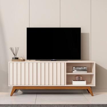 Imagem de Rack Ripado para TV ate 60 Polegadas 2 Portas com Pes em MDF Acai 1,4 JB Moveis
