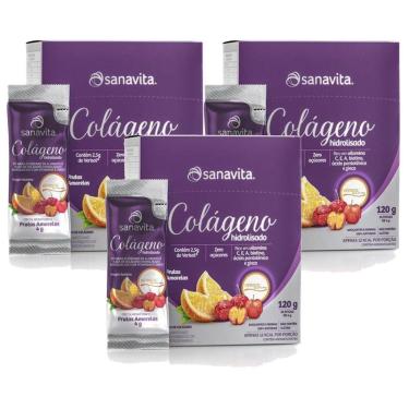 Imagem de Kit 3X Colágeno Verisol Hidrolisado - 30 Sticke de 4g Frutas Amarelas - Sanavita-Masculino