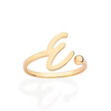 Imagem de Anel Rommanel Letra Ajustável Folheado a Ouro 513440, Dourado, 14