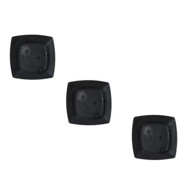 Imagem de Bandeja  Travessa  Prato quadrado antiderrapante plástico preto - Kit 