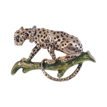 Imagem de Broche Vintage Feminino De Leopardo Com Strass, Pin Unissex De Animal,