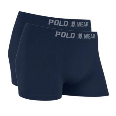 Imagem de Kit 2 Cuecas Boxer Premium Poliamida Lisa - Polo Wear Cor:MarinhoTaman