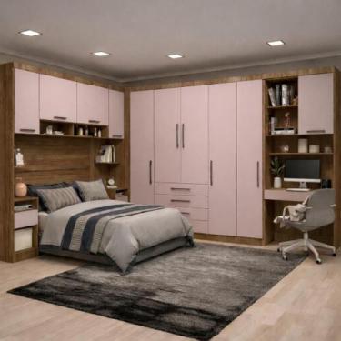 Imagem de Guarda Roupa Modulado Casal Queen 1,58 m Canto com Escrivaninha Paris 