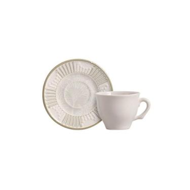 Imagem de Conjunto Xícara Café com Pires Vintage Palms Cerâmica Scalla