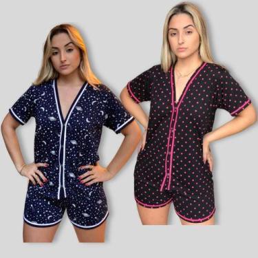 Imagem de Kit 2 Pijamas Feminino Americano Adulto Curto Malha Gestante - PIJAMAS