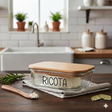 Imagem de Pote Hermético Vidro (370 ml) Ricota - Casa Vitá, Ricota