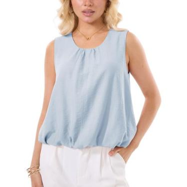 Imagem de Camiseta regata GTLIAE Bubble Hem plissada, texturizada, sem mangas, a
