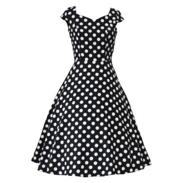 Imagem de Vestido Poá Feminino Midi Godê De Bolinha Preto - KY ESTILO, Preto, G