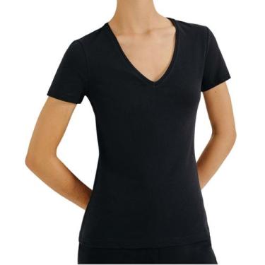 Imagem de Camiseta Feminina Hering MC Slim Preta - 02TQN, G, Preto