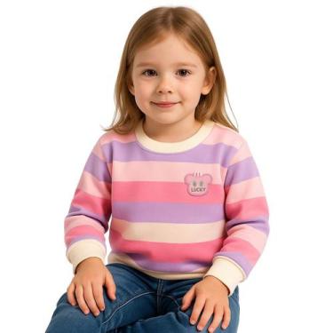 Imagem de Blusa De Frio Inverno Listrada Moletom Luxo Flanelada Grosso - anjo da