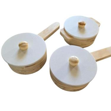 Imagem de Kit Panelinhas e utensilios madeira pinus brinquedo infantil educativo