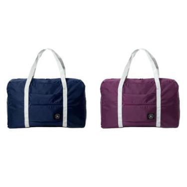 Imagem de Bolsa De Viagem Mala Dobrável Capacidade Impermeável Cores:Kit 2 Azul 