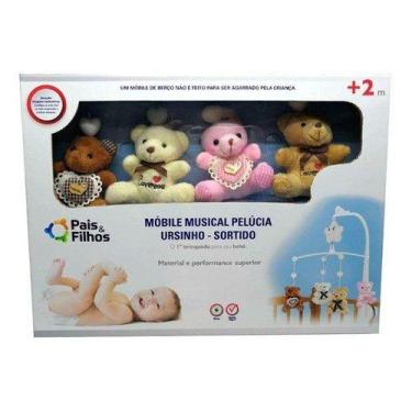 Imagem de Móbile Musical Pelúcia Ursinho Estampado Bebe Menina Menino - anjo da 