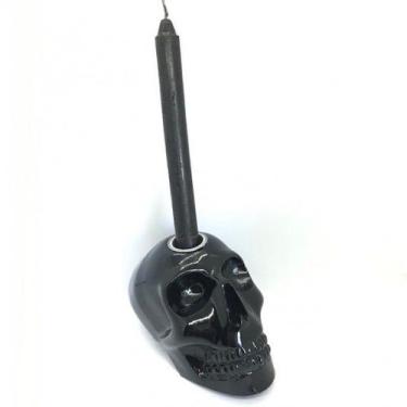 Imagem de Imagem Crânio Porta Preto  Velas Escultura Resina 10 cm - Lua Mistica