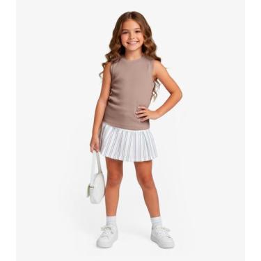 Imagem de Regata Básica Infantil Menina Lisa Soletex Marrom, 8, Marrom