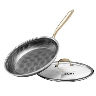 Imagem de Frigideira Antiadente XBM 25 cm em Aço Inoxidável com Tampa