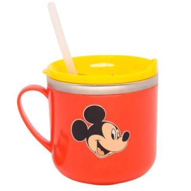 Imagem de Caneca Infantil Tampa Flip Canudo Trava Inox e Plástico 250ml Sonic Mi