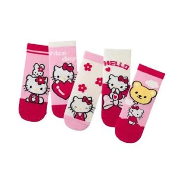 Imagem de Meias De Algodão Kawaii Hello Kitty Para Meninas, 5 Pares De Meias Cas