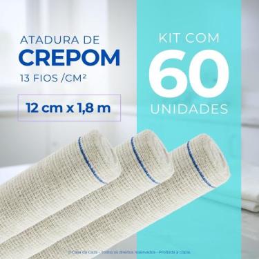 Imagem de Atadura Crepom Faixa Bandagem Elástica 12cm x 1,80m Kit 60 Unidades - 