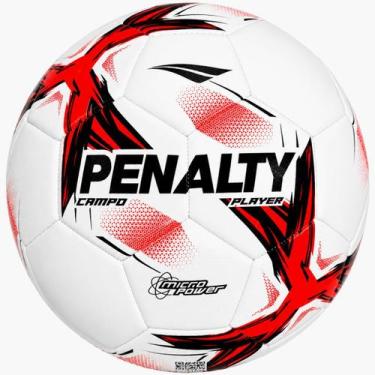 Imagem de Bola de Futebol Campo Costurada Penalty Player, Vermelho, Branco