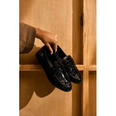 Imagem de Mocassim Croco Verniz Preto - Daflon, 38