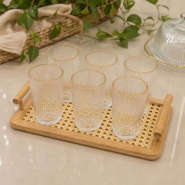 Imagem de Jogo 6 Copos de vidro / Borda Dourada Long Drink Graffiato 370ml. - HA