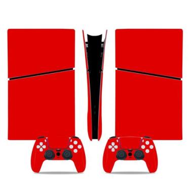 Imagem de Adesivo PS5 SYGTOYUE Slim Digital Vermelho  2 Controles